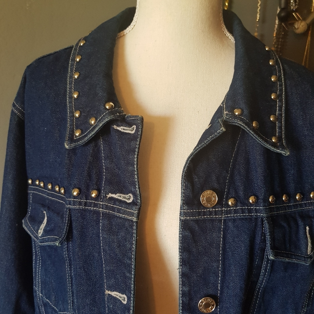 Baccini Studded Denim Jacket - image 4